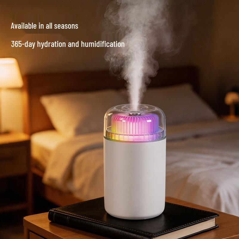 2026 Rechargeable 1200mAh Humidifier with Seven-Color LED & Wireless Design