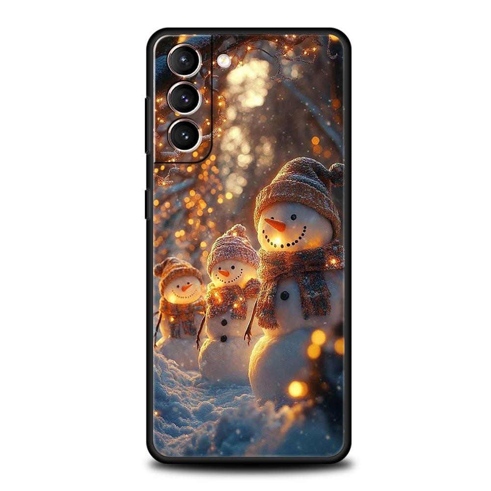 Christmas Snowman Phone Case for Samsung Galaxy S26 S25 S24 S23 S22 S20 S21 FE Ultra S25 Edge Plus 5G Soft TPU Cover Fundas Bags