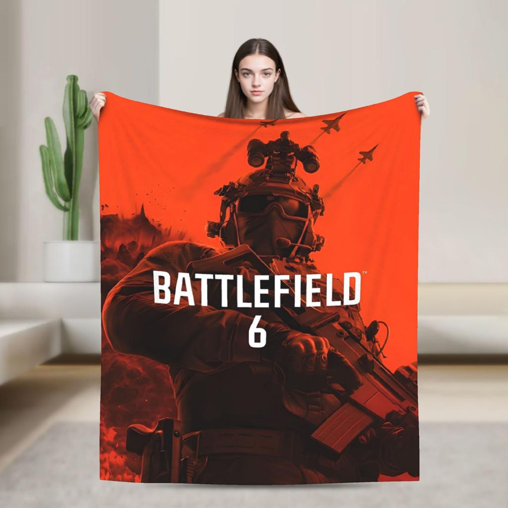Battlefield 6 Game Funny Warm Soft Blanket Airplane Travel Plush Throw Blanket Fun Couch Chair Flannel Bedspread Sofa Bed Cover
