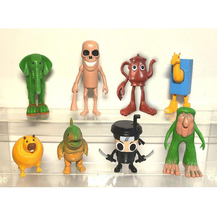 8pcs Tung Sahur Tralalero Tralala Bombardment Crocodile Shimpanzini Bananini Action Figure Toy Cartoon Model Decoration