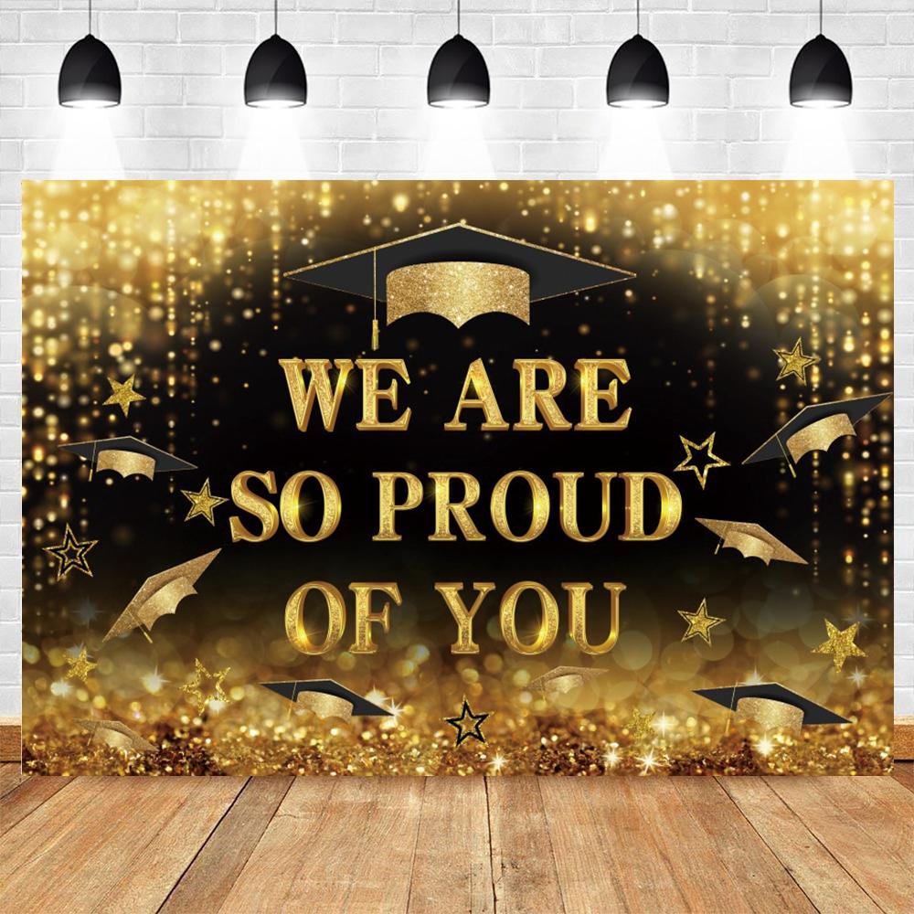 Golden Flash Black Balloon Banner Photography Background Cloth, Congratulations Graduation Ceremony Evening Photography Backdrop