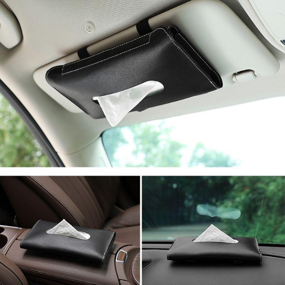 Accessories PU Leather Car Tissue Holder Soft Universal Sun Visor Attachment Creative Elegant Car Tissue Box Car Organization