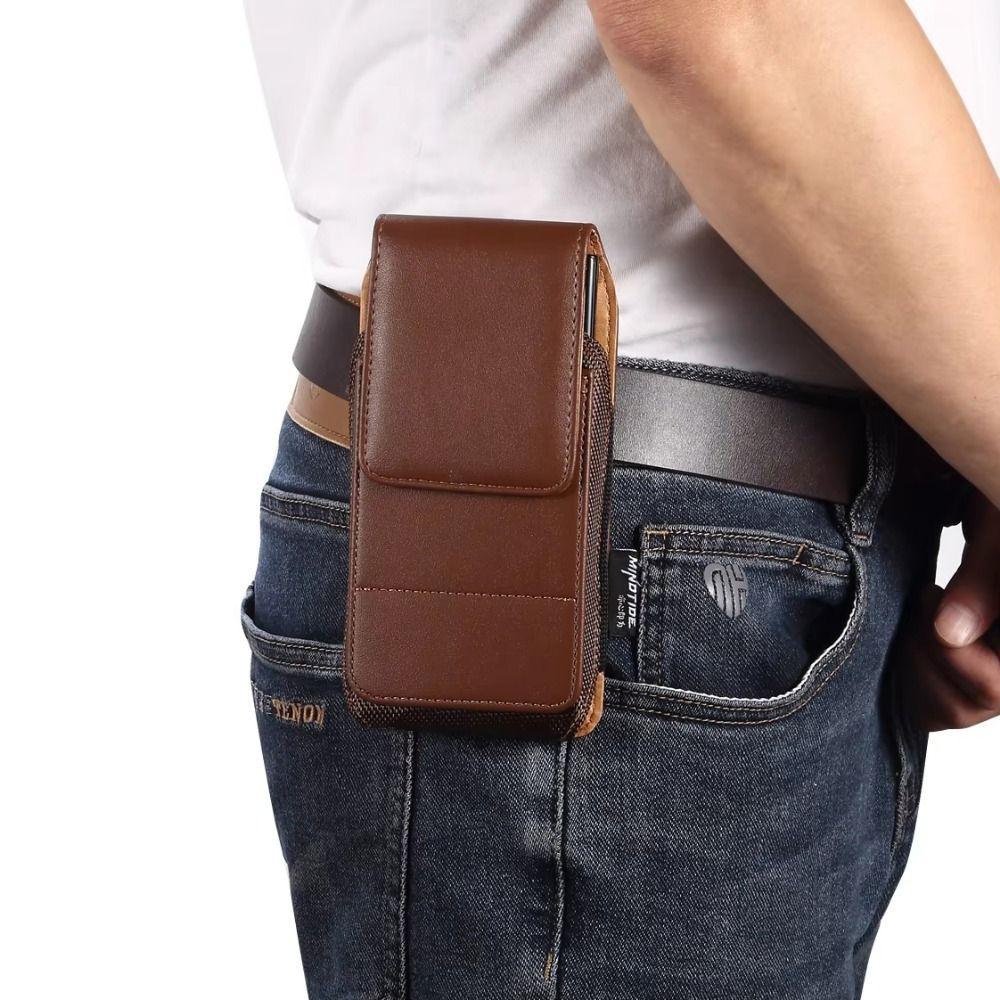 Textured Design Mobile Phone Waist Bag Card Slot Vertical Cover  For Mobile Phones