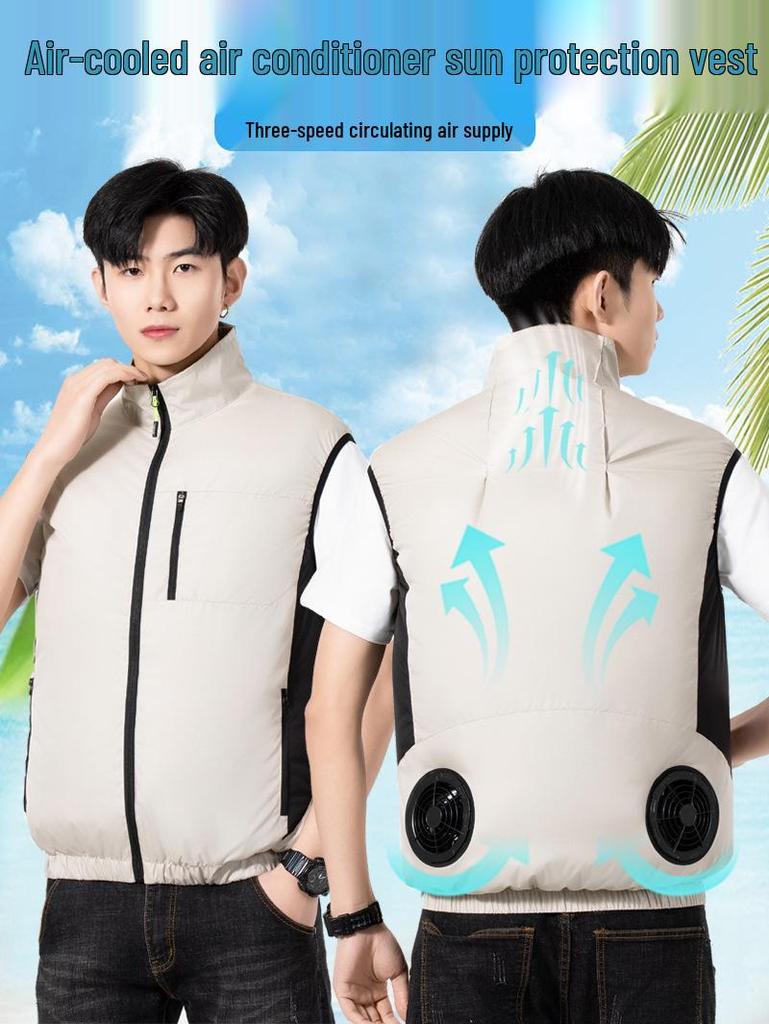 Kühlweste Ärmellos Klimaanzug für Sommer Outdoor-Arbeit und Angeln – Hitzschlagprävention