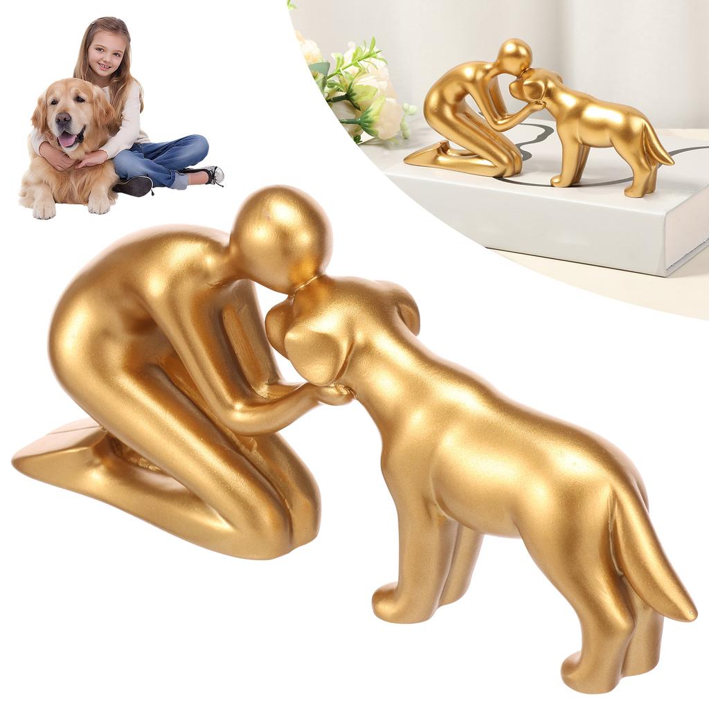 1 Kreativ Hartsstaty för Hundar och Ägaren - Personlig Familjetema Skrivbordskonst för Husdjursälskare Heminredning Hundstaty