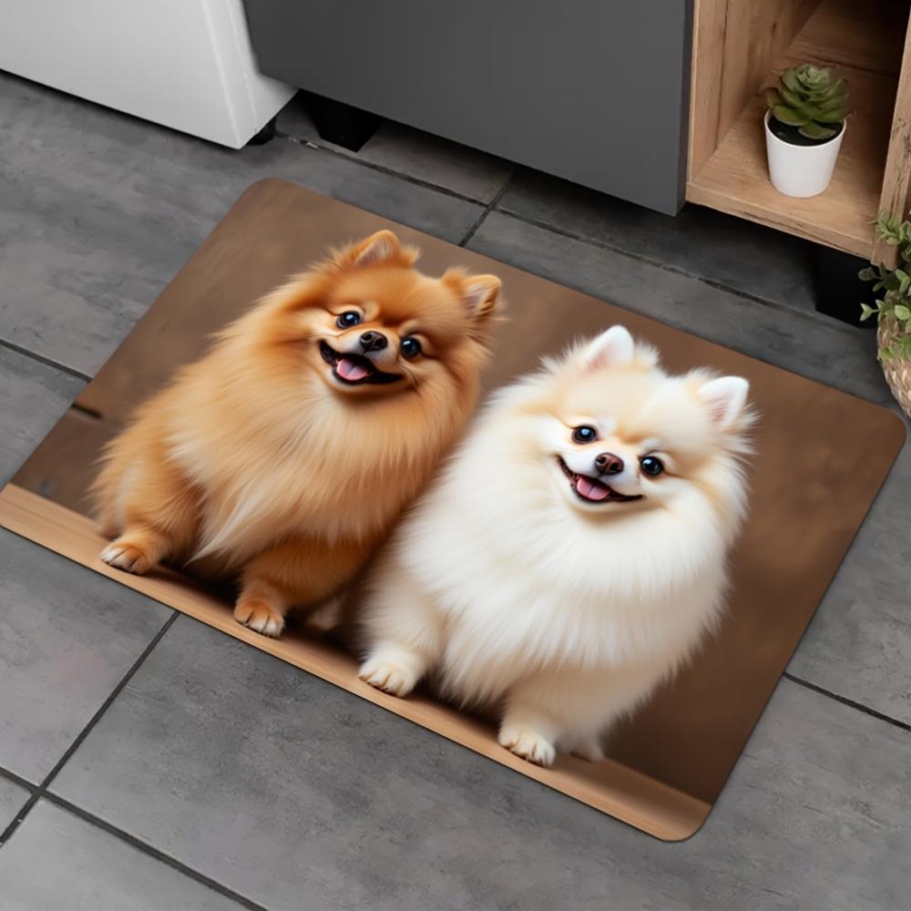 1Pcs Anti Fatigue Kitchen Rugs Cute Dog Print Waterproof Non-Slip Thick Cushioned Kitchen Mat Heavy Duty Comfort Standing Mat for Kitchen Bathroom