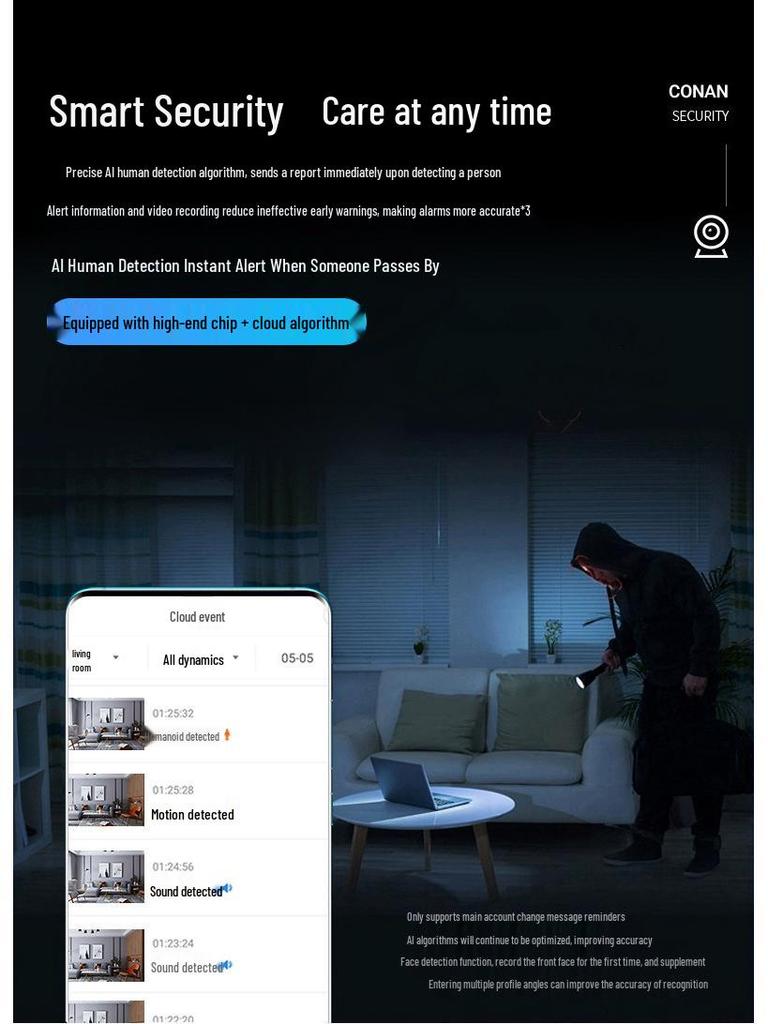 200W E27 WiFi Dual-Light Wireless Home Camera with Two-Way Audio & Remote Monitoring