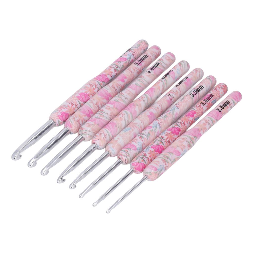 8pcs Crochet Hook Set Printing Aluminum Handcraft   Colorful Crochet Hook Ergonomic Knitting Hook for Knitters for Sewing