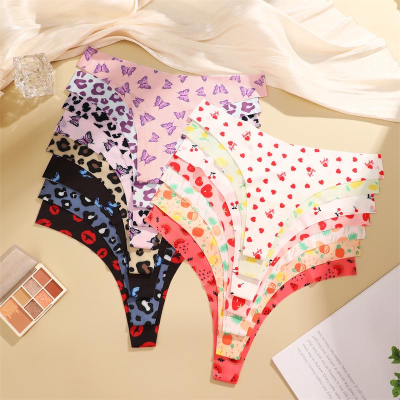 Ultra-thin Seamless Underwear Women's Panties Sexy Graphic Print Thongs Female Low-Waist Stretch G Strings Comfort Lingerie New