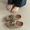Fashion strap bow half slippers women's summer retro outer wear Muller style casual and comfortable non-slip bag head drag moisture