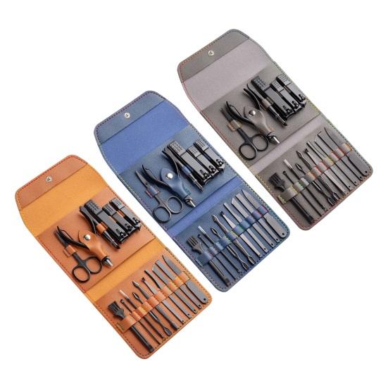 1 rinkinys profesionalus nagų priežiūros rinkinys 16 viename nerūdijančio plieno nagų kirpimo mašinėlės rinkinys su dirbtinės odos dėklu nagų priežiūros įrankiu namų manikiūrui