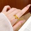 Copper-Plated Gold Brushed Openable Koi Chain Ring - Elegant Design for Timeless Abundance