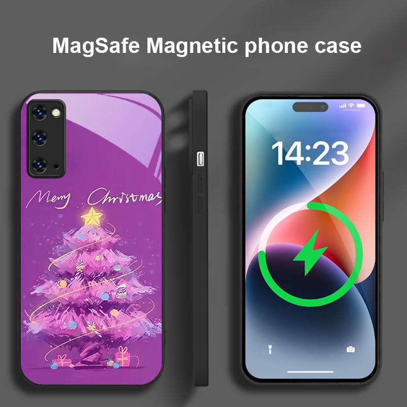 Decorated Christmas Tree For Magsafe Samsung S25 S25 Edge S25Ultra S8 9 10 20 S21 Pro 22 Plus S23 FE S24 Ultra Glass Phone Case