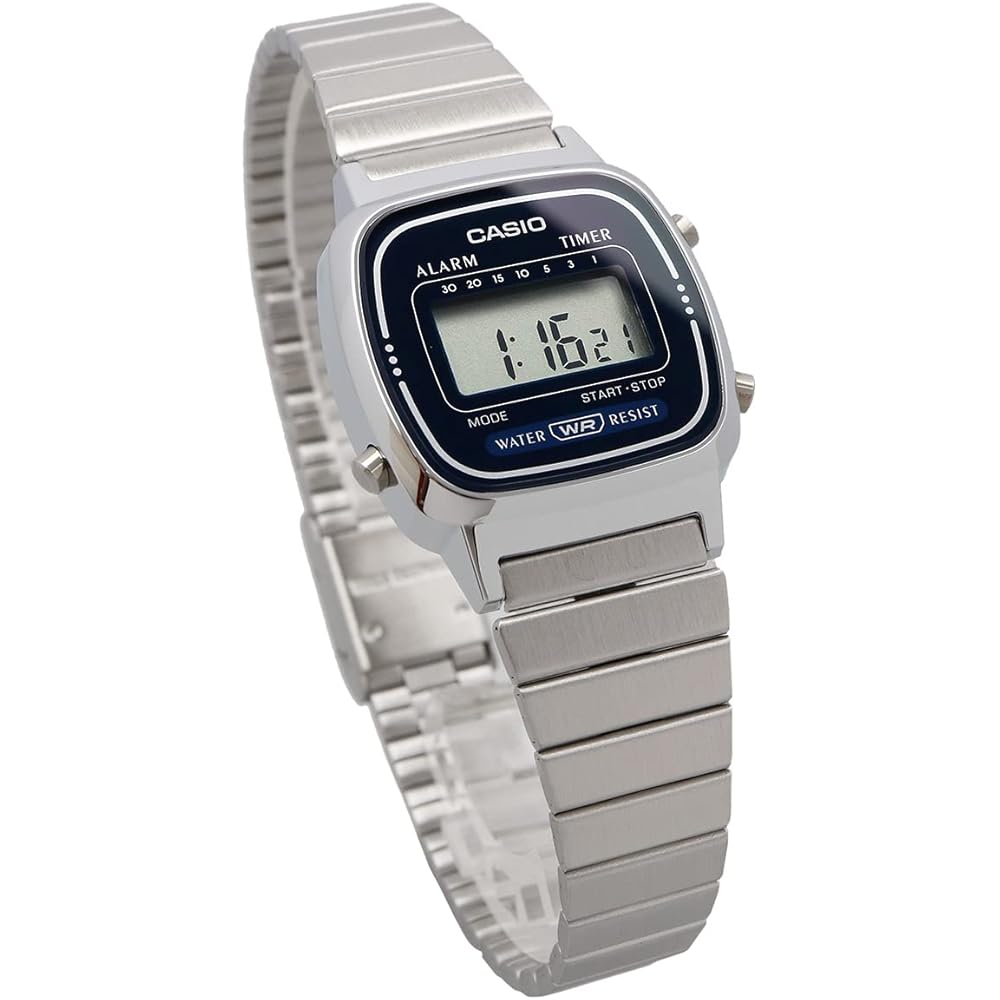 Casio LA670WA-2 Women's Digital Watch Silver Navy Color Overseas Model