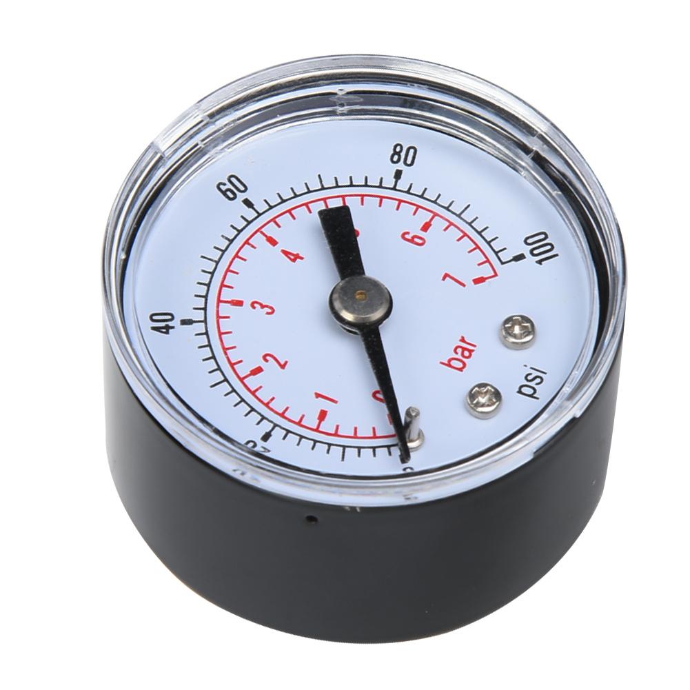 Mechanical Pressure Gauge for Air Oil Water 18inch BSPT Back Connection (0100psi 07bar)