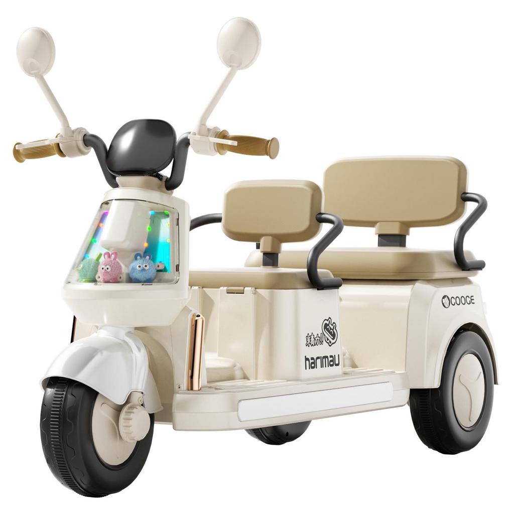 Children's Electric Two-Seater Motorcycle: Rechargeable Three-Wheeler Toy for Boys and Girls
