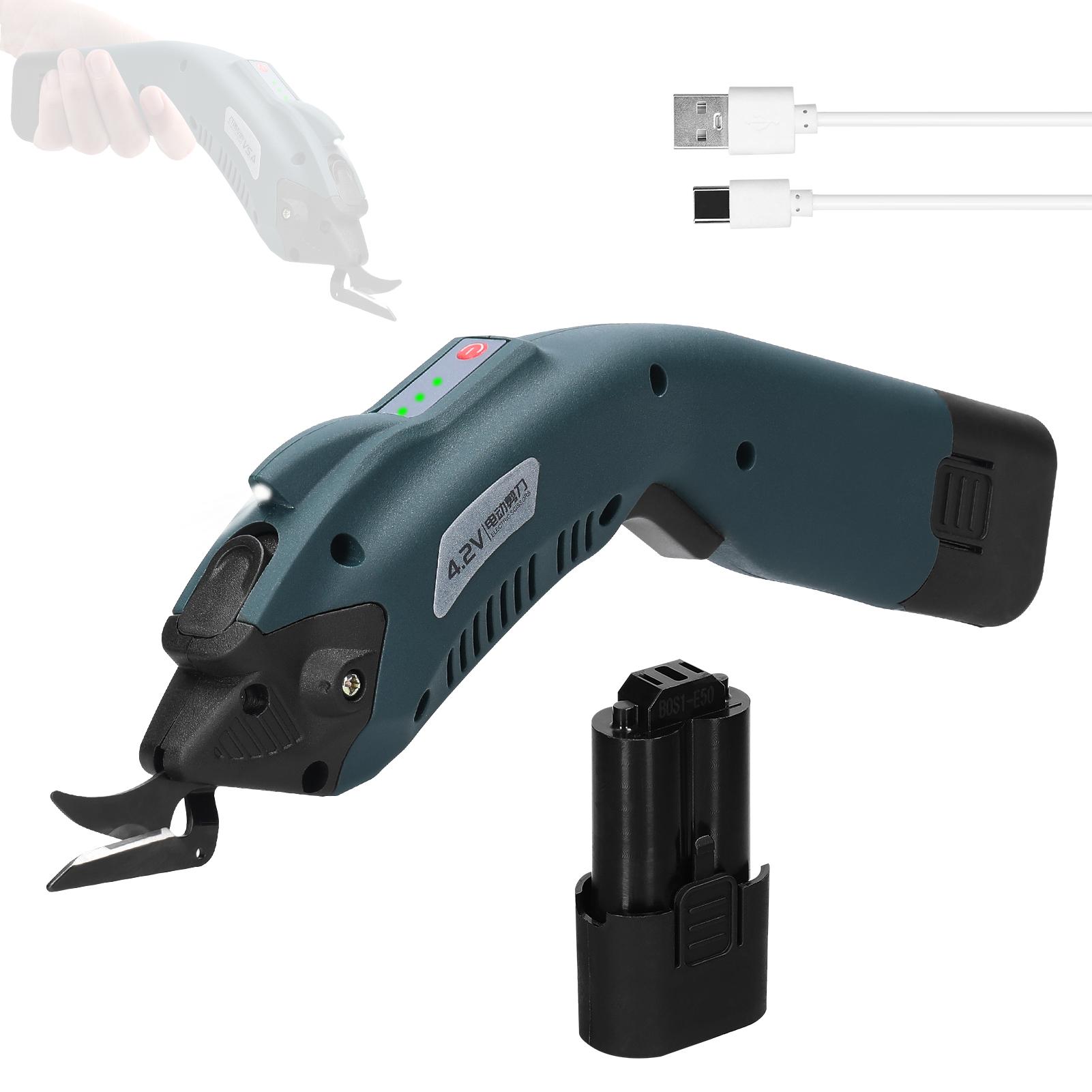 4.2V elektrische doeksnijder Hoge snelheidsmotor Draagbare stoffen snijmachine Hanndheld-karton 1pcs 5000mAh battery blauw