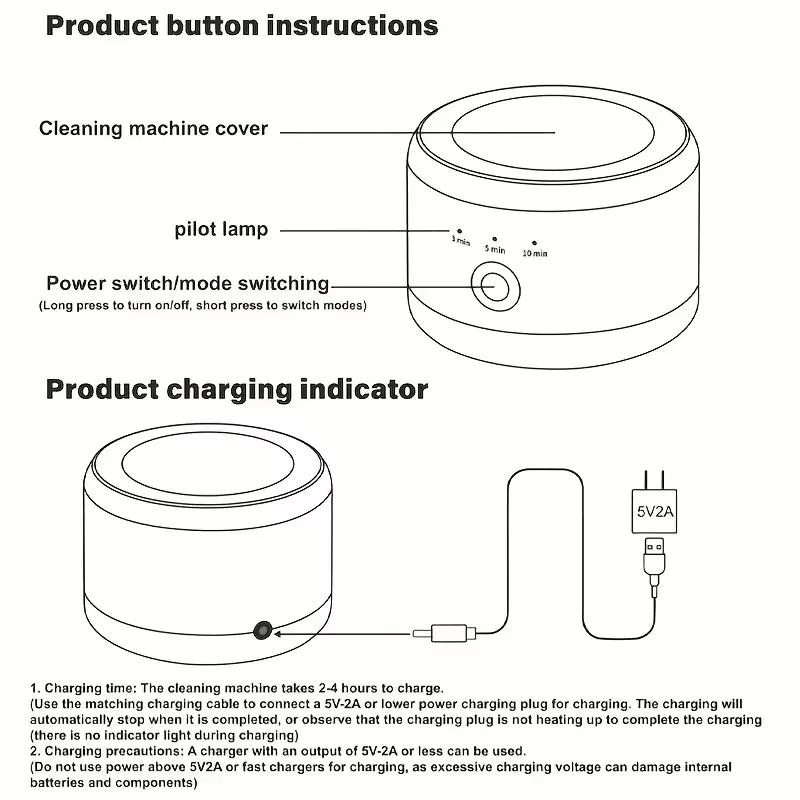 Portable High-Frequency Vibration Denture Cleaning Machine USB Powered for Jewelry Eyeglasses Watches Home Use