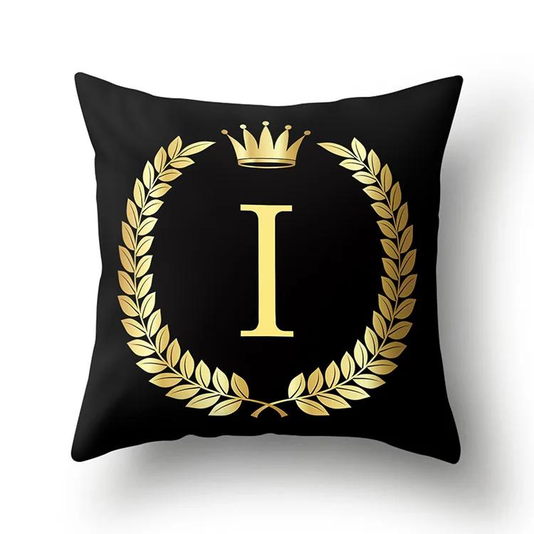 Black Gold Letter Pattern Decorative Cushions Pillowcase Polyester Cushion Cover Throw Pillow Sofa Decoration Pillowcover 40553