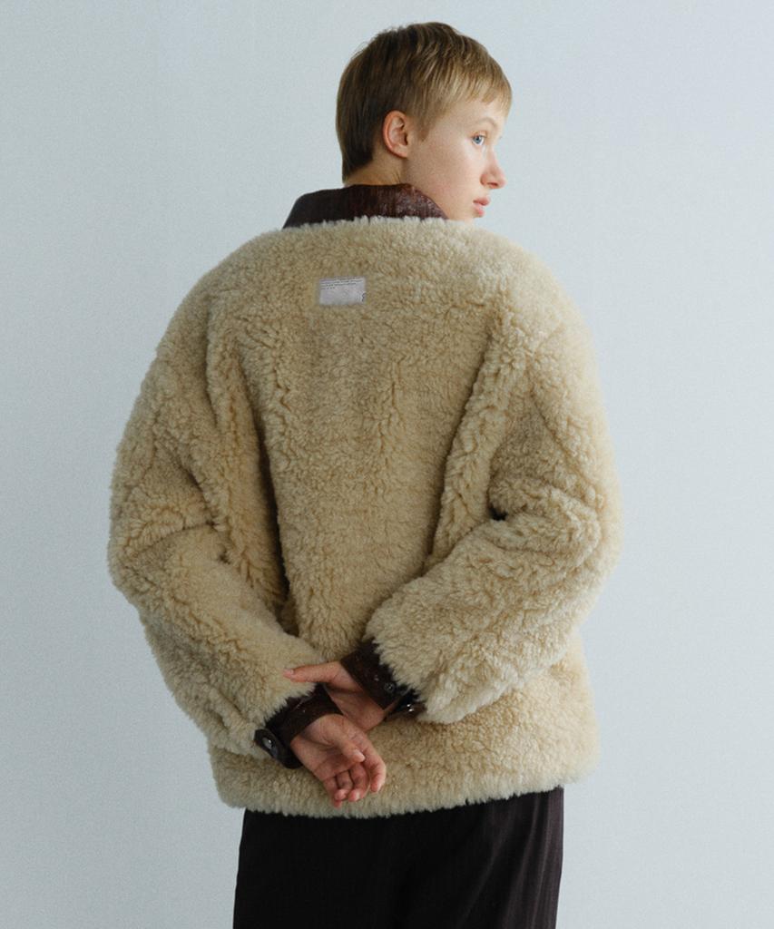En Or Leather Colored Fur Jacket - Beige