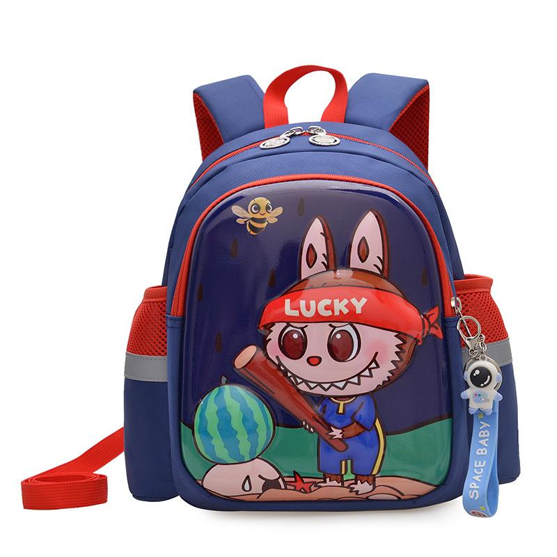Labubu School Bag Cartoon School Bag 2-4 Years Old Boys and Girls Anti-lost Small Backpack 3D Three-dimensional Hard Shell Backpack