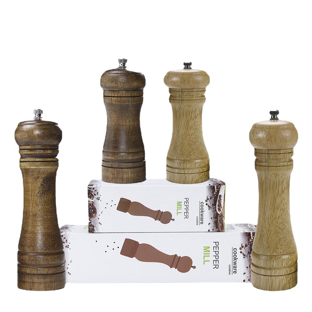 Manual Wooden Pepper Mill with Ceramic Grinder - Kitchen Tool for Black Pepper