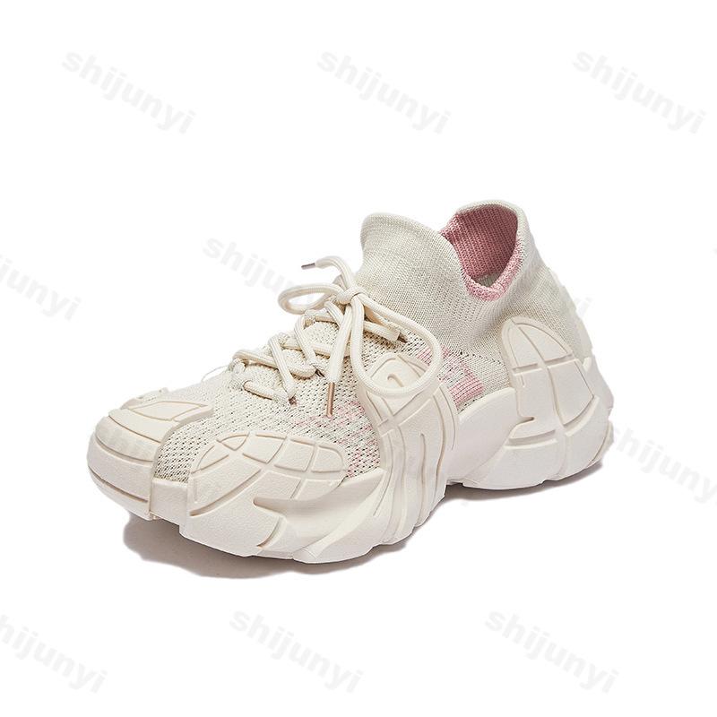 Fashion 2025 New Women's Shoes Non Slip Hard Wearing Casual Shoes Fly Weave Lace Up Platforms Sneakers Comfortable Vulcanize Shoes