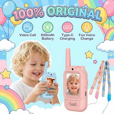 2 PCS Kids Video Walkie Talkie Toy 2" HD Screen USB-C Rechargeable One-Click HD Call Intercom Children Boys Girls Birthday Gifts