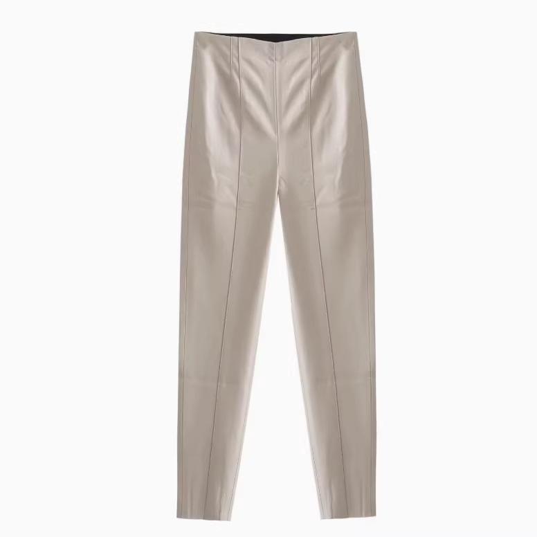 2025 Autumn/Winter Women's Slimming High-Waisted Faux Leather Leggings