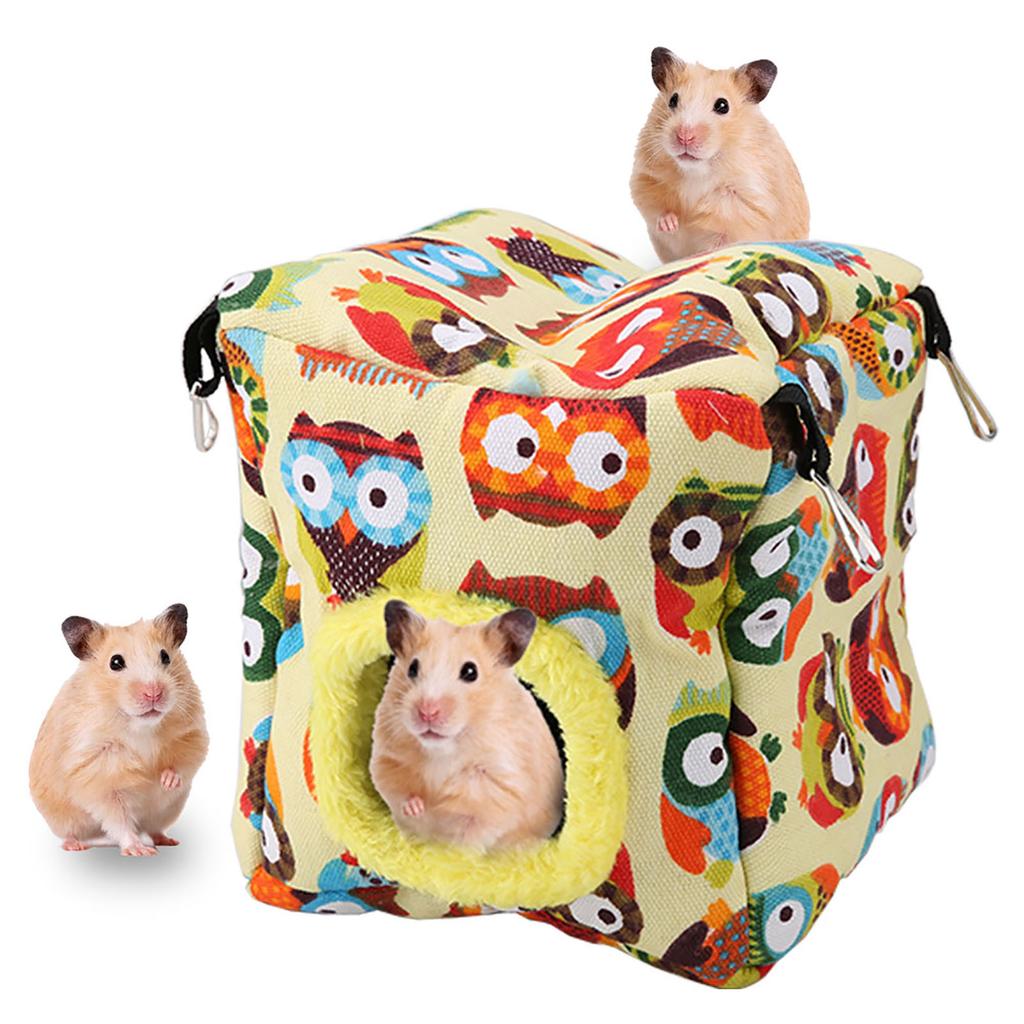 Warme Plüsch Vogel Hängehöhle Papageiennest Hängematte Hängender Wintervogelkäfig (L Eule)