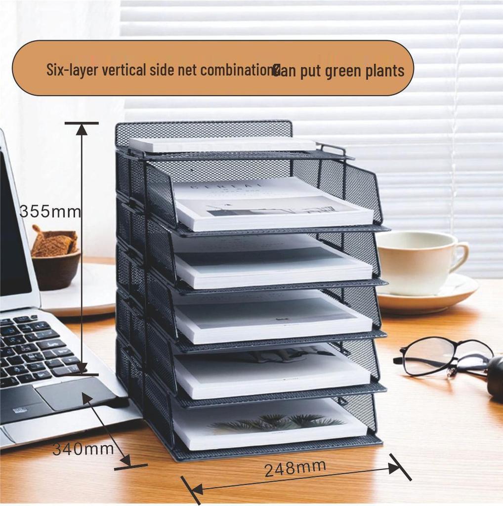 Multilayer A4 Metal Desktop File Organizer and Storage Rack Set for Office Supplies