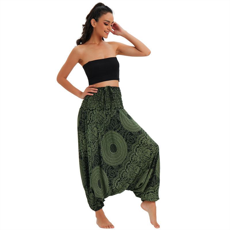 Bohemian Pants Women Pantalones Mujer Hippie High Waist Rayon Harem Baggy Boho Yoga Beach Wear Calca Printed