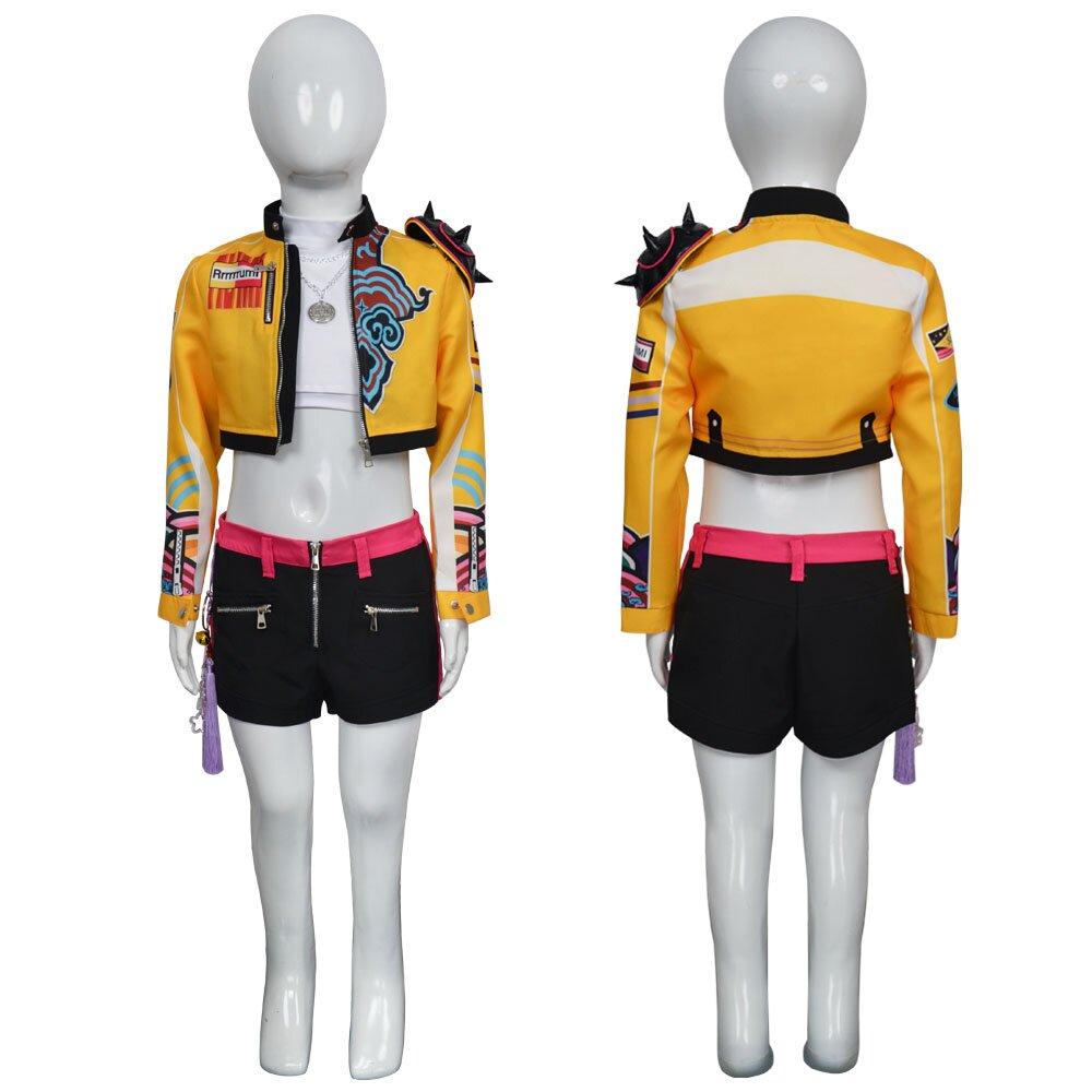 Movie K-Pop Demon Hunters Cosplay Costume Rumi Kids Set Top Pants Jacket Halloween Party Props Stage Show Accessories