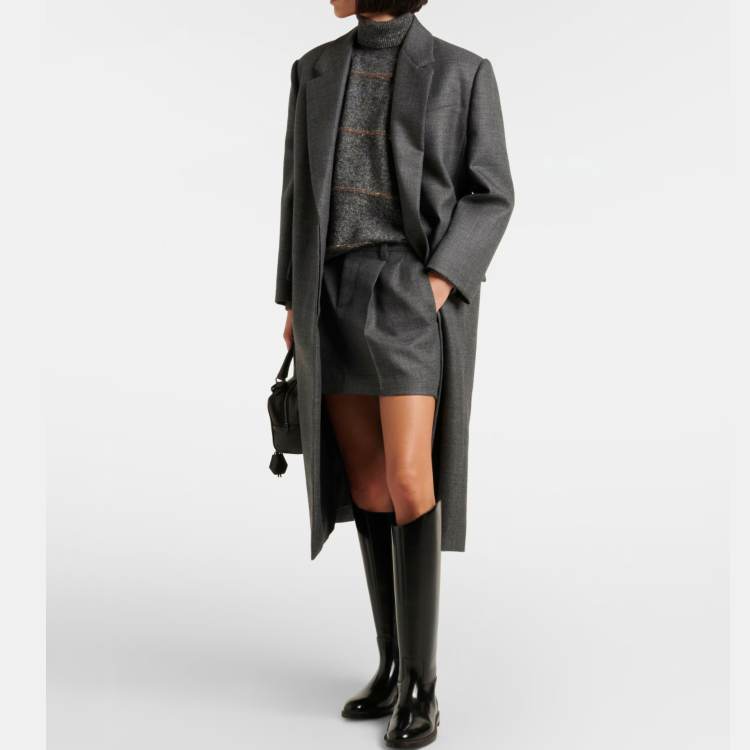 Krazing Pot Cow Split Skin Round Toe Med Heels Knight Boots Size 46 Size 45 Zip Plus Size Women Sewing Thigh High Boots