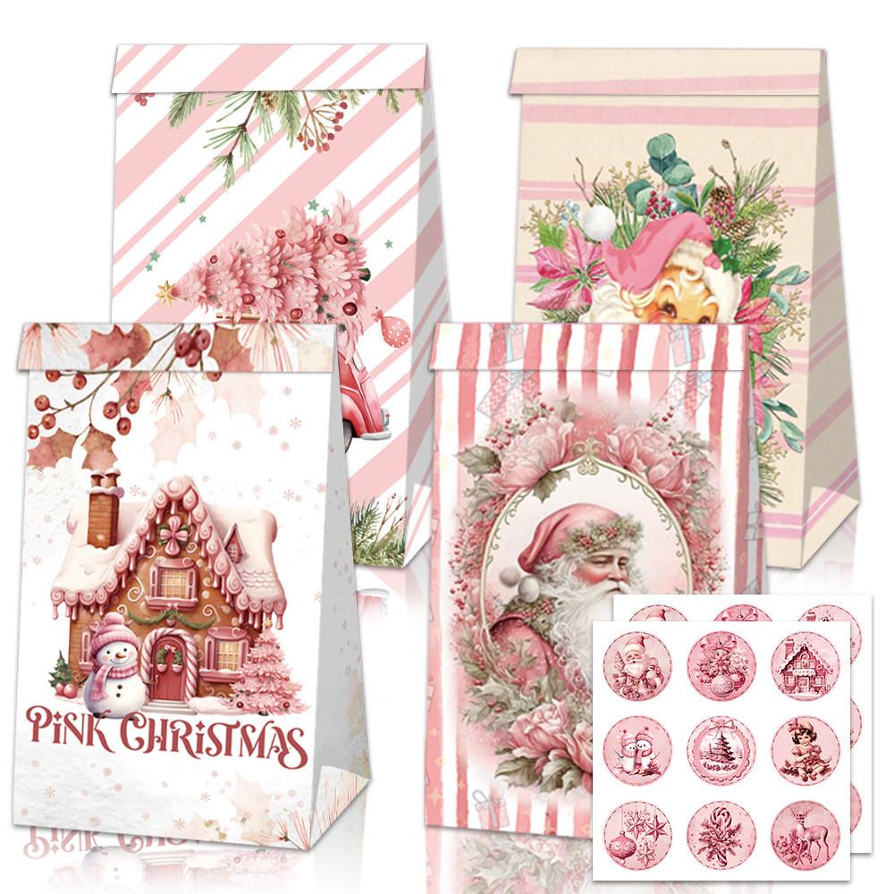 Food Christmas Candy Packaging Bags Holiday Party Decor With Stickers Adhesive