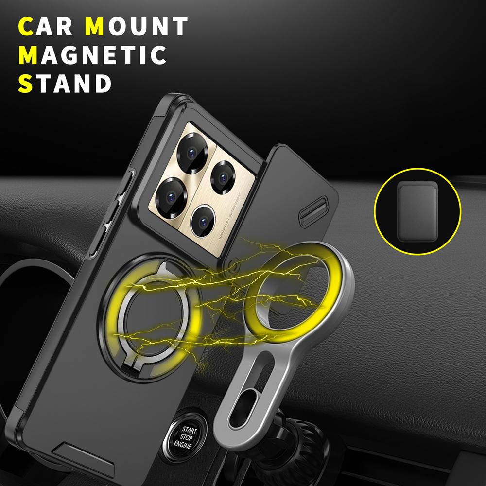 KEYSION 360° Ringständer Handyhülle für Infinix Note 40 Pro 4G 40 Pro+ 5G Schiebekamera Schutz Magnetisch Stoßfest Rückseite