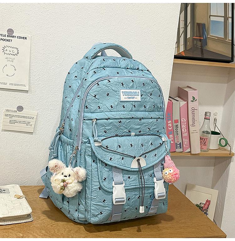 Schoolbag High-value Schoolbag Female Korean Version Japanese Versatile Polka Dot Printed Backpack Junior High School High School College Student 