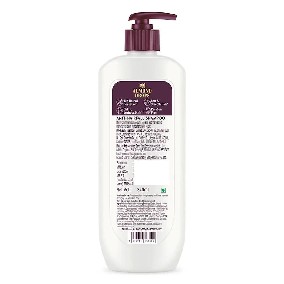 Bajaj Almond Drops Anti Hairfall Shampoo For Soft And Shiny Hair 340ml