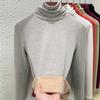 Pile Collar Bottoming Shirt Women's Autumn and Winter Turtleneck Cashmere Mulberry Silk German Velvet Piled Thickened Inner Top