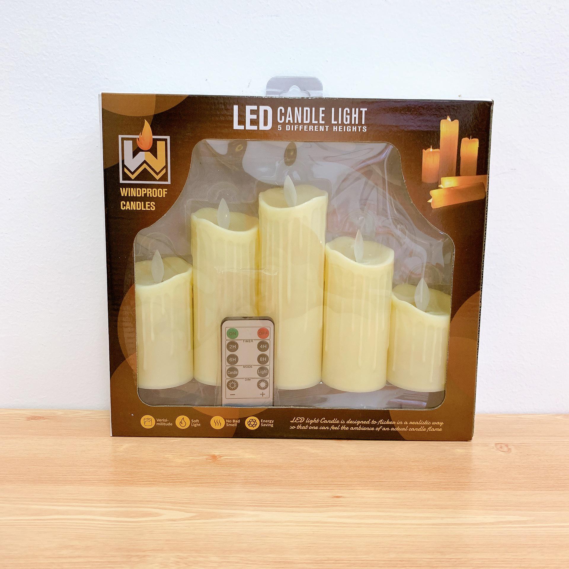 

Мерцающие светодиодные свечи с 10-кнопочным пультом дистанционного управления для свадеб, вечеринок и домашнего декора, реквизит для сценариев WM1127 5-Piece Remote Set: 5 x 7/9/11/13/15 cm