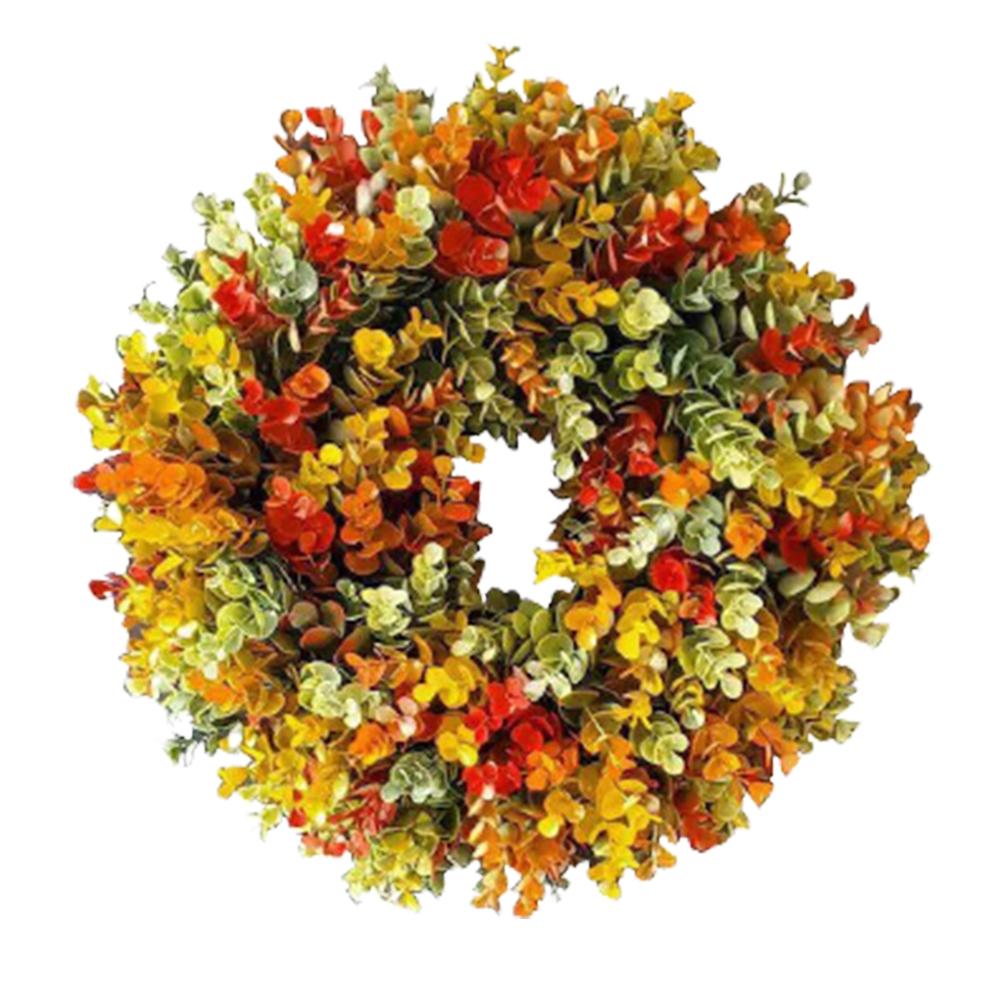 Halloween Autumn Artificial Plant Wreath Home Decoration Faux Flower Door Hanging Photography Props (Bagged, 1 wreath)