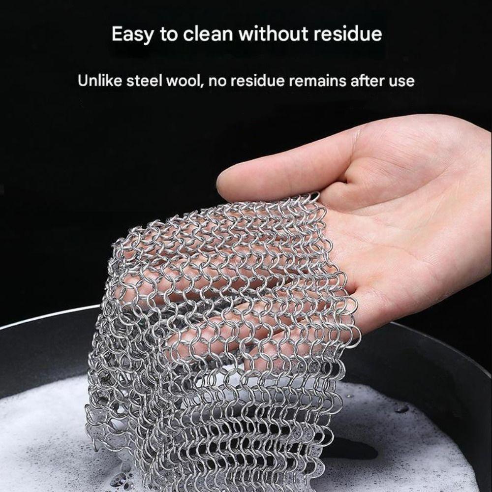 Reusable Kitchen Cleaning Ring Net 316 Stainless Steel Washing Net  Cleaning Brush