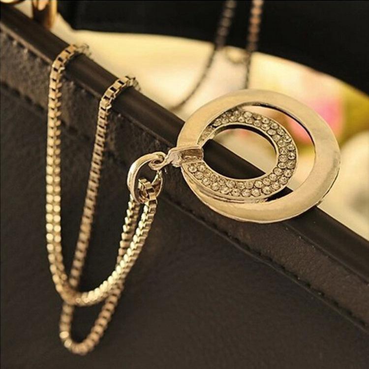 Fashion Color Double Circle Round Necklace Double Circle Sweater Chain