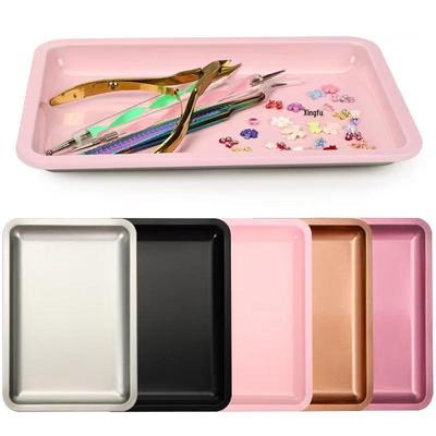 Bandeja de Armazenamento para Nail Art em Aço Inoxidável - Organizador de Joias de Metal com Múltiplos Estilos