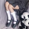 Japanese Lolita Retro White Satin Bow Trendy Cool Dark Jk Two Wear Stacked Calf Socks