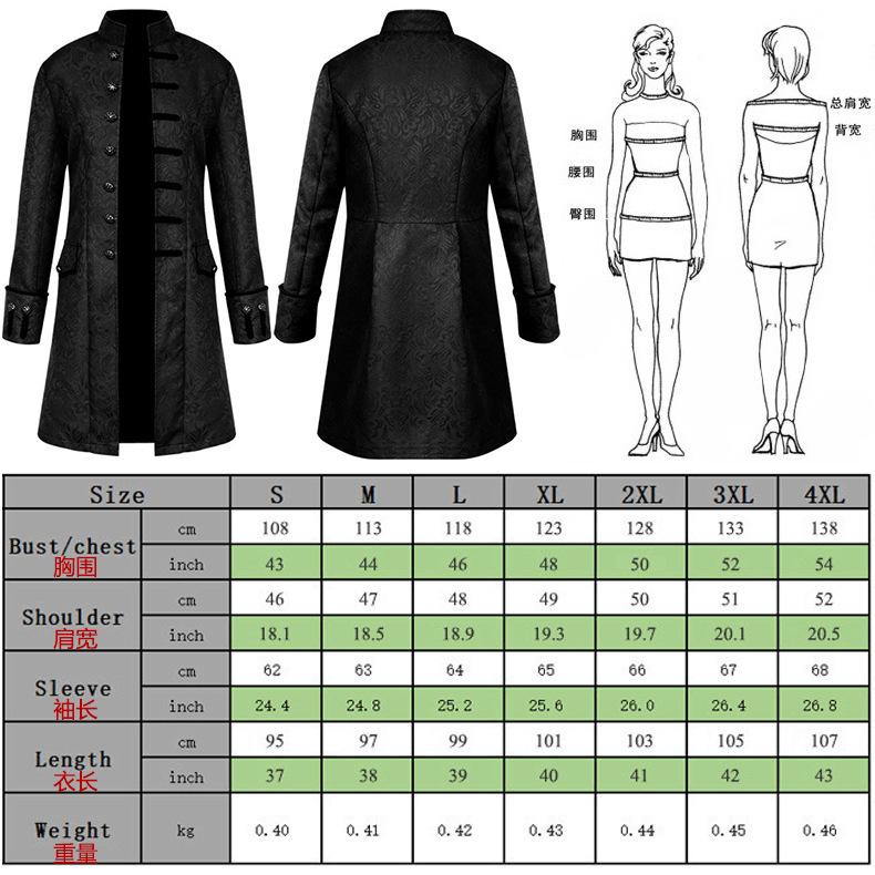 Halloween Herenjas Amazon Steampunk Vintage Opstaande Kraag Jas