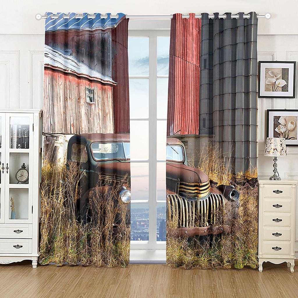 

Модный городской спортивный автомобиль пейзаж 3D печать полу-зонт занавес костюм полиэстер ткань моющаяся спальня люверсы верхние аксессуары Milled cotton fabric&Rod Pocket