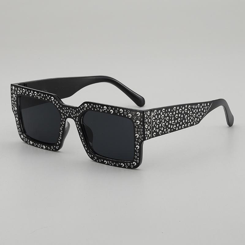 JYL TS Square Punk Sunglasses With Diamonds UV Protection For Street Shooting 118225