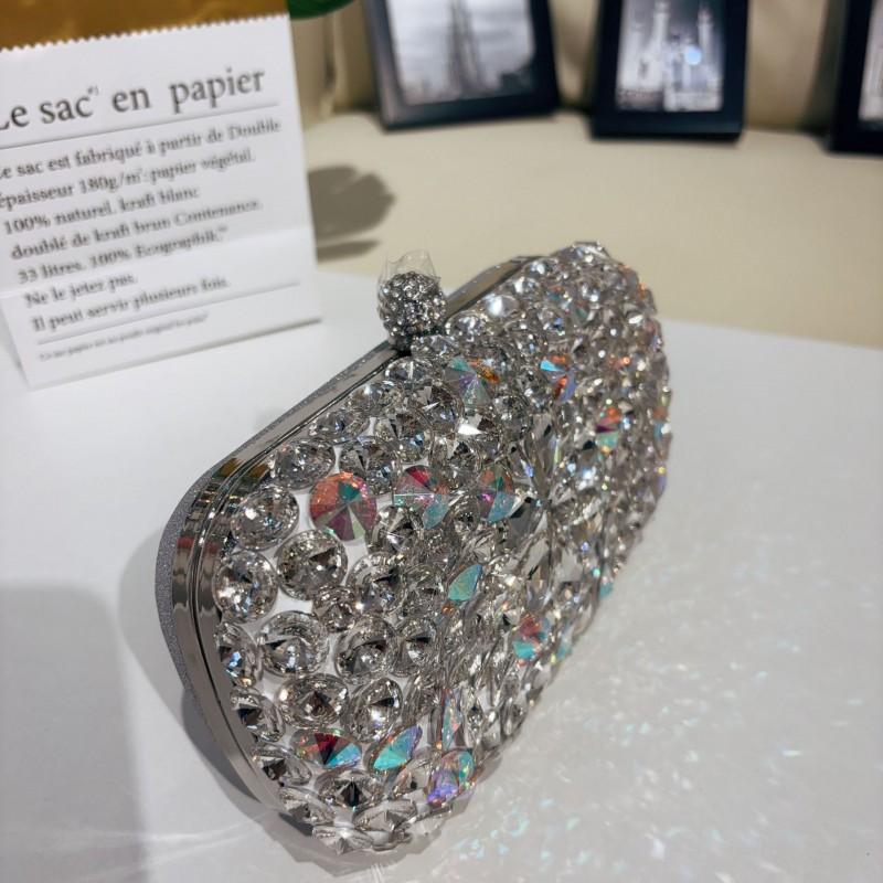 Elegant Rhinestone-Embellished Chain Shoulder Bag Women Butterfly Shape Hard PVC Evening Clutch In Black Gold