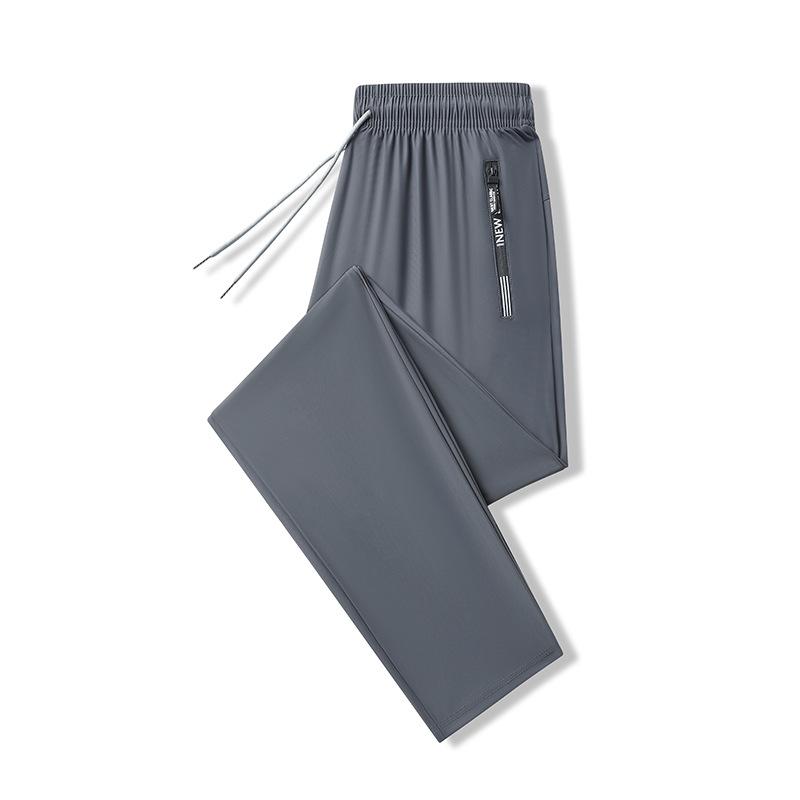 

Летние мужские брюки Ice Silk, дышащие повседневные брюки, спортивные брюки, быстросохнущие брюки, мужские эластичные прямые брюки большого размера 8XL